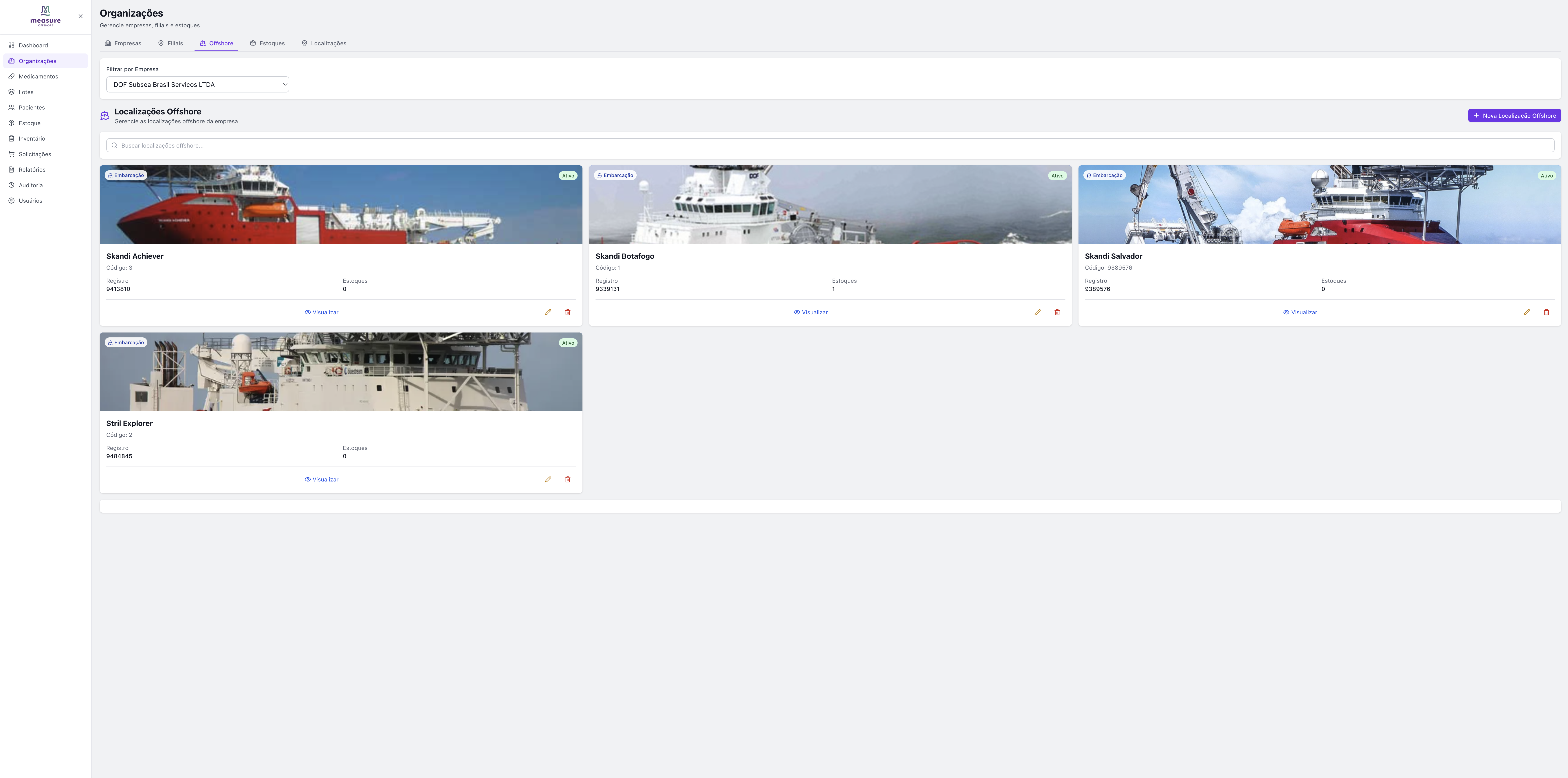Listagem Offshore Embarcações